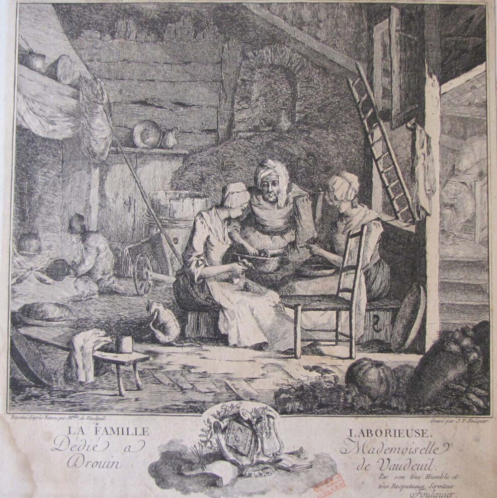 "La famille laborieuse" estampe de Foulquier d'après Melle de Vaudeuil, XVIIIe siècle, Toulouse, inv. 56.48.13 56 48 13