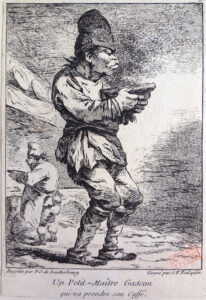 Estampe, "Un petit-maître Gascon qui va prendre son caffé" par Foulquier, Toulouse, inv. 56 48 20