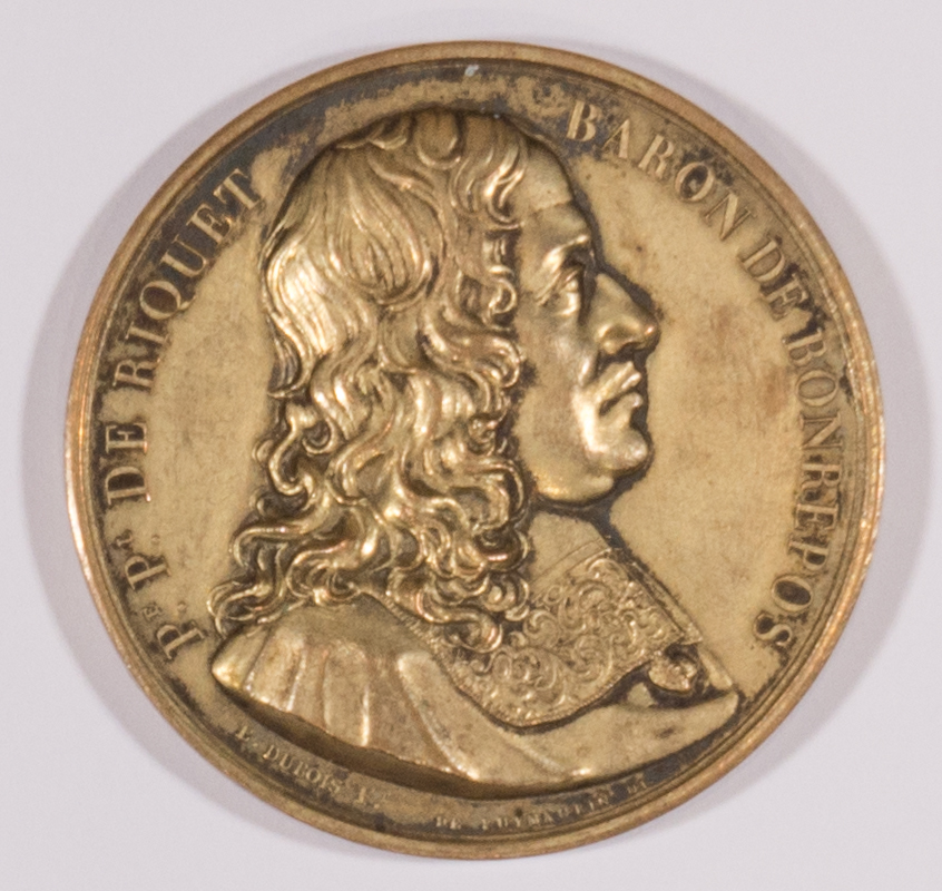 Revers : portrait de Pierre-Paul Riquet, médaille commémorative du monument de Naurouze, 1825. Inv. 20180