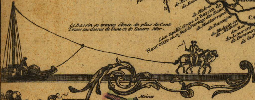 Détail décoratif de la carte du canal de Nicolas de Fer, 1712.