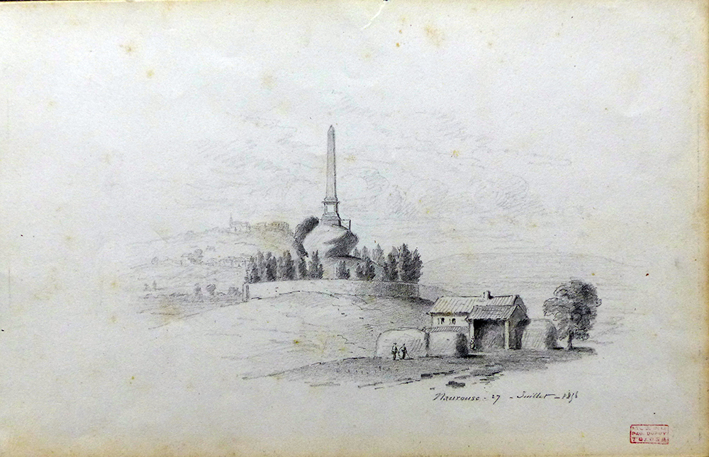 Dessin de H. Maignan représentant le monument de Naurouze, 1856.